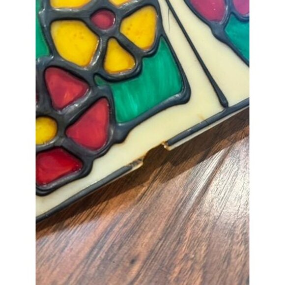 Vintage Coca-Cola Faux Stained Glass Hanging Pendant Light Shade Plastic Soda - Picture 9 of 12